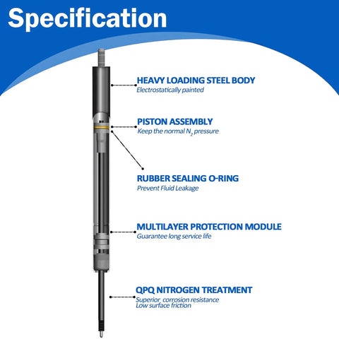 Toyota Camry Hood Struts 2007 to 2011 Lift Supports Set of 2 gas springs with detailed part specifications diagram