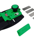 High Octane Adjustable Chisel Sharpener With Four Diamond Honing Stones for Plane Irons and Woodworking Blades, includes multiple grit stones.