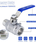 Beefy Full Port 1 Inch Stainless Steel Ball Valve With Long Handle MNPT To FNPT Heavy Duty Shut Off For Water Oil And Gas 1000 WOG