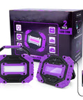 Two Pack Rechargeable Black Light 395nm Ultraviolet Flood Light Cordless 5000mAh Magnetic Portable LED Party Ready Glow