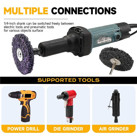 Multiple connections for Heavy Duty 4 Pc Abrasive Strip Disc Wheels For Angle Grinder Paint Stripping And Surface Prep With Secure Hub Fit For 2 3 Or 4 Inch Grinders.