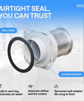 Magnetic Dryer Vent Kit For Tight Spaces With Self-Aligning Mag-Snap Connector showing heat resistant seal ring and duct