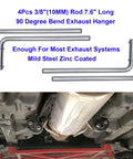 Beefed Up Heavy Duty Exhaust Hanger Rod Set Three Eighths Inch Universal Fit With 90 Degree 7.6 Inch Long Hangers
