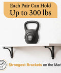Heavy Duty 10 Inch Black L Shelf Brackets Set Of 4 with 300 lbs weight support for floating shelves