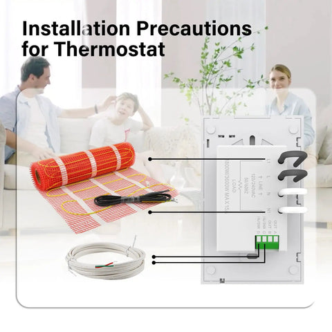 ET-72 Digital Programmable Thermostat For Floor Heating With Large LCD Display, installation setup image