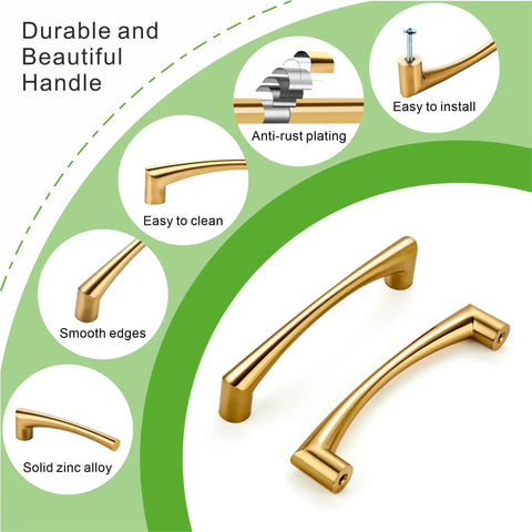 10 Pack 5 Inch Champagne Bronze Cabinet Handles And Drawer Pulls showcasing smooth edges and easy install features