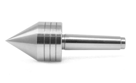 Side view of 1-5/8 Inch MT2 Tailstock Live Center For Wood Lathes With Internal Ball Bearings, silver metallic finish