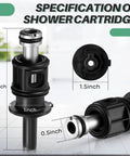 Front view of Dreyoo 1-pack tub/shower cartridge with metal stem and black plastic body