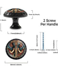 Dope Elephant Ganesha Inspired Cabinet Knobs 4 Pack Acrylic Round Drawer Pulls, dimensions in inches and screws shown