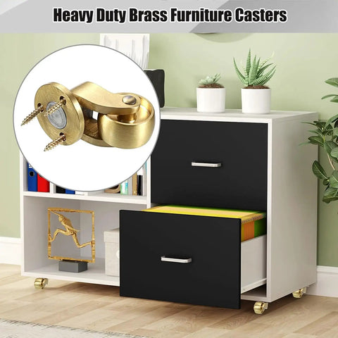 Sturdy Brass Casters Set For Moving Trunks Boxes Workbenches And Cabinets With Silent Swivel Wheels on white cabinet