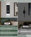 Nsleaiy Wireless Wall Sconces Set of Two, Rechargeable Wall Lights mounted on wall with warm lighting and modern design