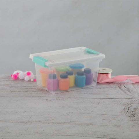 Sixteen Pack Clip Boxes Stackable Clear Plastic Storage Bins With Latching Lids for crafts and supplies