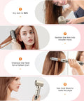 Using Eight In One Hot Air Styler And Hair Dryer Brush for drying, curling, straightening, and volumizing hair.