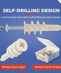 Self Drilling Drywall Anchors With Screws Kit 20 Pack including plastic anchors and screws with storage case