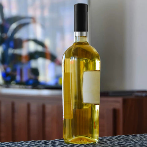 Wine bottle with black Shrink Bands 50x60mm Black Pack Of 200 Tamper Evident Seal For Hot Sauce And Other Liquids Fits Three Quarters To One Inch Diameter Durable Heat Shrink Wrap For A Clean Professional Packaging Look.