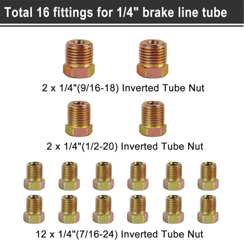 Brake Line Tubing Kit 3 Sixteenth Inch And 1 Quarter Inch 25 Feet Dual Size Copper Coated Alloy Steel Anti Rust fittings