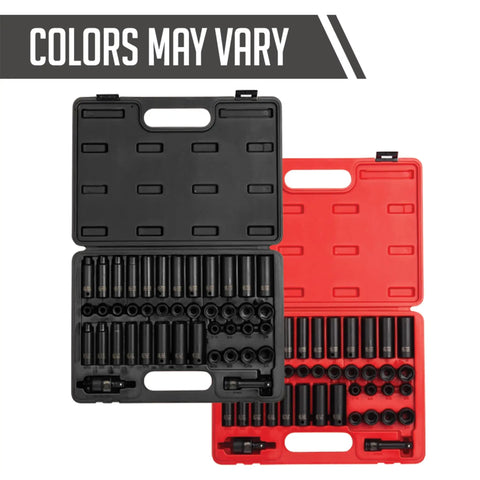 Three Eighths Inch Drive Master Impact Socket Set 42 Piece SAE and Metric CrMo Steel Radius Corner Design Chamfered Opening Includes Five Sixteenths To Three Eighths Inch Sockets For Heavy Duty Auto And Mechanical Work