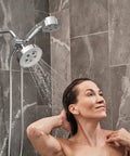 Dual Shower Head With Six Spray Modes, Polished Chrome, 2.5 GPM Water Saving Flow, Infinite Custom Settings From Invigorate To Massage