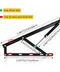 Rugged Steel Bed Lift Mechanism For RV Sofas And Tatami Bunks Got You Cover with installation guide and dimensions shown.