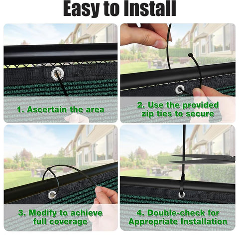 Installation steps for Privacy Fence Screen Cover 3 Ft By 40 Ft Heavy Duty HDPE Shade Net With UV Protection, Weather Resistant Dark Green
