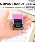 Deadly Accurate Self Inking Date Stamp With Received Phrase Smooth Dual Blue Ink And Fresh Red Number Band 12 Year Adjustable Office Desk Essential For No Sweat Daily Paperwork in hand showing compact size.