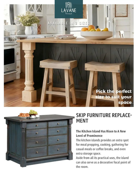 Solid Wood Kitchen Island Legs Set of Two, Thirty Five and a Half Inches High, Five Inches Wide, Unfinished Natural Grain