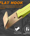 Heavy Duty Car Tie Down Straps With Flat Hooks 10000 Lb Break Strength close-up showing flat hook and strap detail