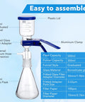 Pro Grade Lab Vacuum Filtration Distillation Apparatus Kit With 500 Milliliters Glass Vacuum Flask, 300 Milliliters Graduated Funnel