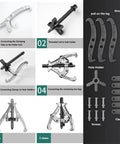 Heavy Duty 2 Or 3 Jaw Bearing Puller, 5.5 Ton 10 Inch Forged Carbon Steel Beast assembly instructions with parts layout.