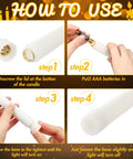 24 Pack Flameless Taper Candles With Remote Control And Timer Realistic 3D Flickering LED Flame White Tapers With Gold Bases instructions