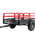 Beefy Heavy Duty ATV Dump Trailer With 1500lb Capacity And 15 Cu Ft Utility Cart Red Steel Railings 16 Inch Tires For Tractor And UTV