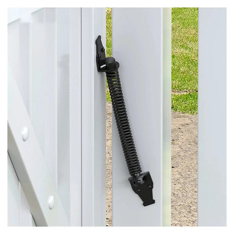 Heavy Duty Tension Spring Gate Closer For Wooden Fence Gates Auto Close Device on white wooden gate