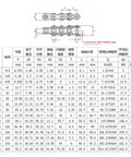 Heavy Duty Roller Chain 06B 1.5M Link For Industrial Drive Systems Made From Strong 45# Carbon Steel dimensions chart.