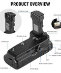 Battery Grip Upgrade For BG R10 For Canon EOS R5 R5C R6 R6 Mark II Mirrorless Cameras with labeled parts diagram.