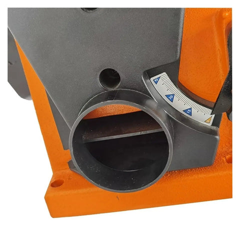 Close-up of the air outlet on the Pneumatic Belt Sander Grinder Combo Bench with adjustable speed and cast iron base.