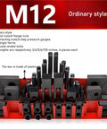 Image of 58 Piece Milling Machine Clamping Kit With M12 Universal Fixture Screws And Pressure Plate Set on red holder