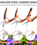 3 Pack Garden Shears Set Stainless Steel Pruning Scissors with ergonomic handles for gardening flowers, fruits, and trees.