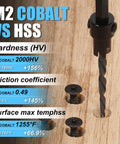 Comparison of M2 Cobalt vs HSS with Woodworking Countersink Drill Bit Set, 16 Piece High Speed Steel Bits For Wood visible