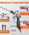 High Pressure Car Cleaning Gun For Detailin And Deep Interior Exterior Cleaning, Powerful Air Blower For Door Jambs, Dashboards, Cup Holders, Upholstery And Crevices, Quickly Busts Dirt, Dust, And Grease. Aluminum alloy body with 360° nozzle