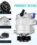 Solid AC Compressor With Clutch Assembly Straight Up Built To Bolt Right Onto Your Audi A3 Or Vw Golf showing premium aluminum detail.