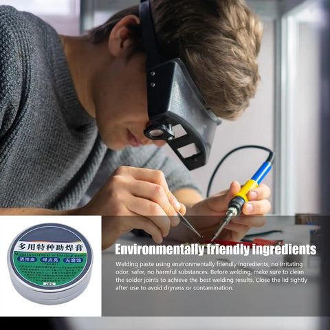 Person soldering with Flux Gel For Soldering Pro Level Ease Precision Paste For Circuit Repairs PCB Maintenance And Soldering Chips And Terminals Low Odor Eco Friendly No Mess Electronics Gel