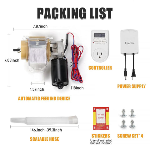 Smooth Operator 16 Group Automatic Poultry Feeder With Programmable Timer assembly parts including motor and controller.