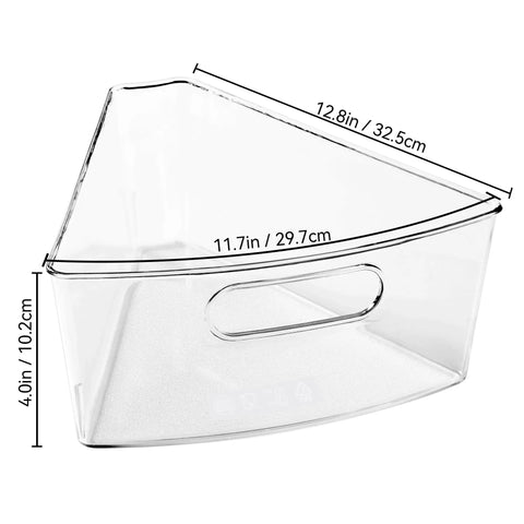 Smooth Spinning Lazy Susan Cabinet Organizer Bins For Kitchen 8 Pack Wedge Shape Pantry Turntable Tray clear plastic dimensions shown