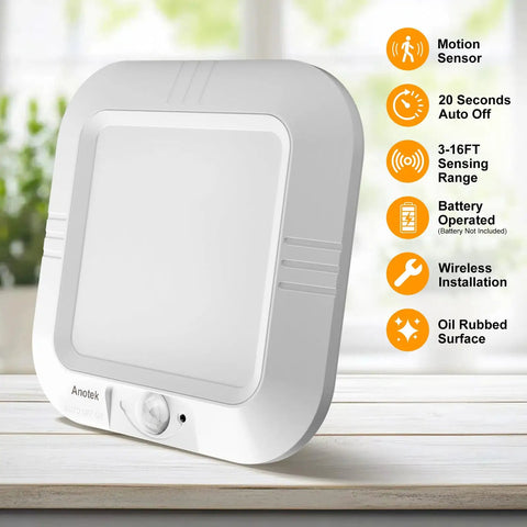 Battery Powered Motion Sensor Ceiling Light 180 Lm 6000K Cool White 48 LED Wireless Closet Lights With Auto On When Motion Is Detected In Dark Environments Great For Pantry Cabinets Shed Two Pack showing product features