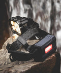 HP25R V2.0 Headlamp With 1600 Lumen Spotlight, 400 Lumen Floodlight, Red Light on rocks, versatile and water-resistant design.