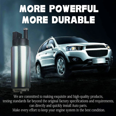 255LPH Electric Fuel Pump High Flow Replacement With Installation Kits For Cars And Trucks next to SUV