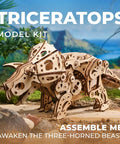 Triceratops 3D Puzzle Wood Model Kit For Adults Mind Bending Dino Automaton Builder Dinosaur Figure Hobby Set 5.6 Inch Tall Engaging Brain Teaser Craft Project, wooden triceratops
