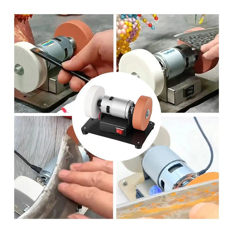 Versatile Bench Grinder With Two 2.75 Inch Wheels And Powerful Brushless Motor For Sharpening metal, wood, stone, jewelry with details.