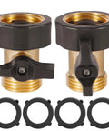Two Pack Garden Hose Shut Off Valve With Easy Grip Rubber Handle Brass Construction Rust Resistant Durable Water Control For Lawn And Garden Ideal For Quick No Fuss Shut Off, two brass valves with seals