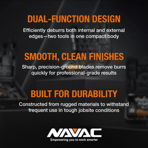 Internal And External Pipe Reamer For Copper Pipe One Eighth To One And One Half Inch Deburring Tool With Forty Alloy Steel Blades Slip Resistant Grip Pro Grade Built For HVAC Pros And Plumbers Fast Clean Cuts And Smooth Deburr One Year Warranty dual-function design